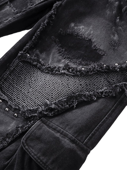 LUMINOUS DAWN RIVET RIBBON BAGGY JEANS