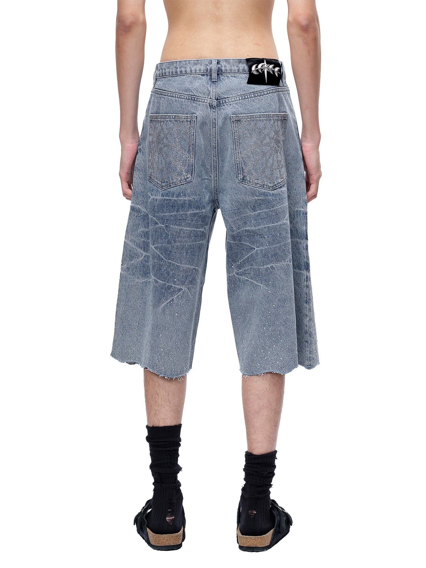 LUMINOUS DAWN RHINESTONE COBWEB  CROPPED JEANS