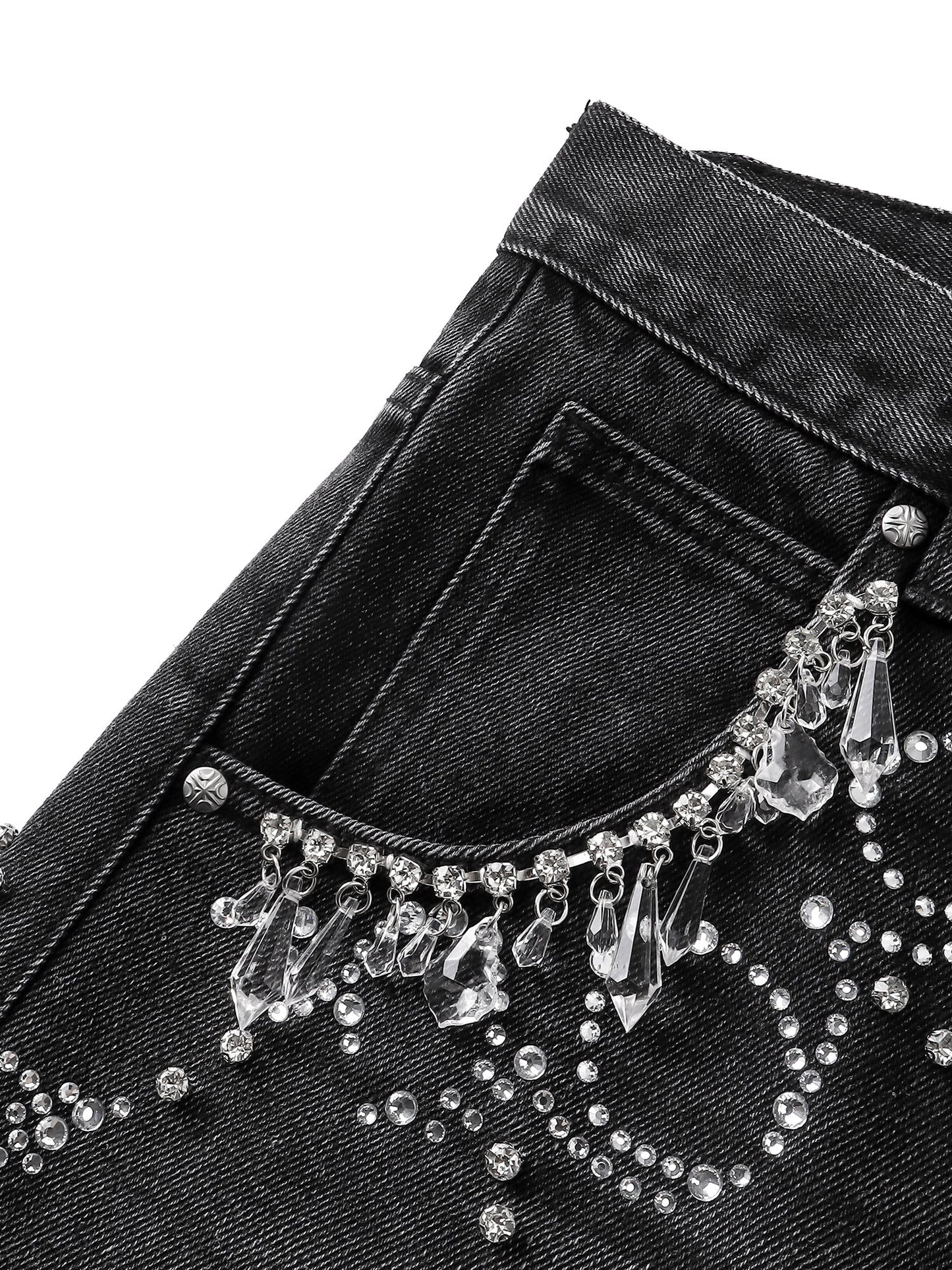 LUMINOUS DAWN RHINESTONE CROPPED JEANS