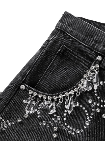 LUMINOUS DAWN RHINESTONE CROPPED JEANS