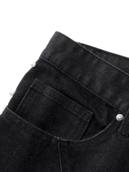 LUMINOUS DAWN ASTRAL METAL LOGO SILKY FLARE JEANS