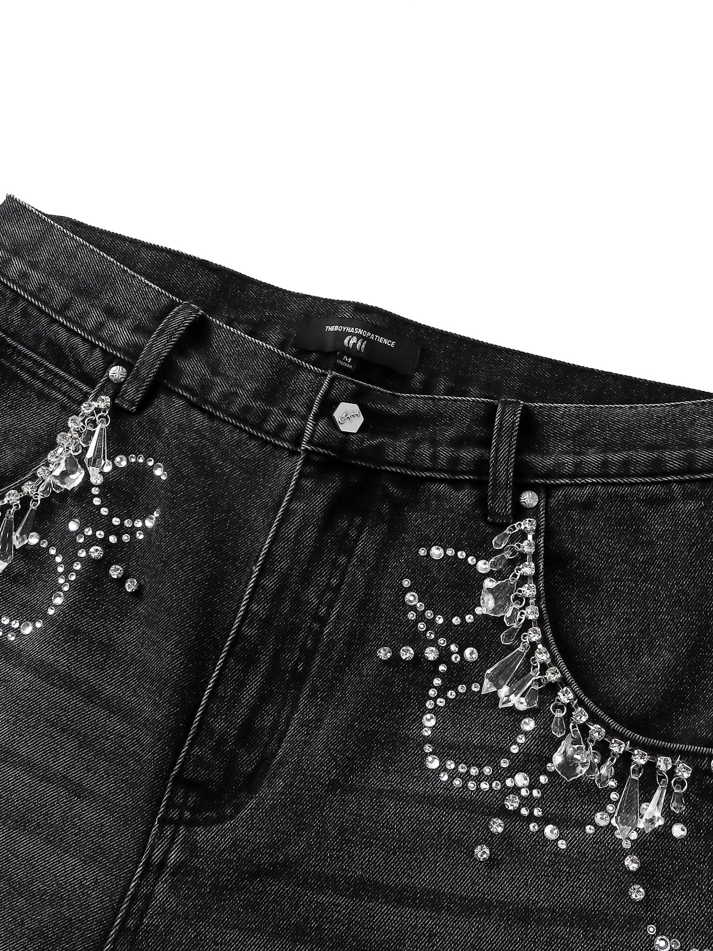 LUMINOUS DAWN RHINESTONE CROPPED JEANS