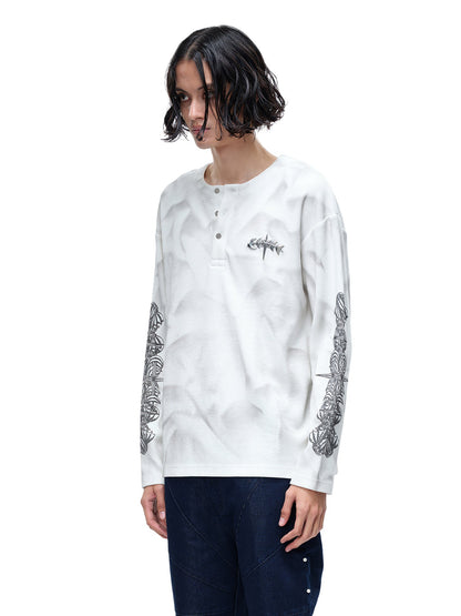 LUMINOUS DAWN WAFFLE-KNIT L-S TEE