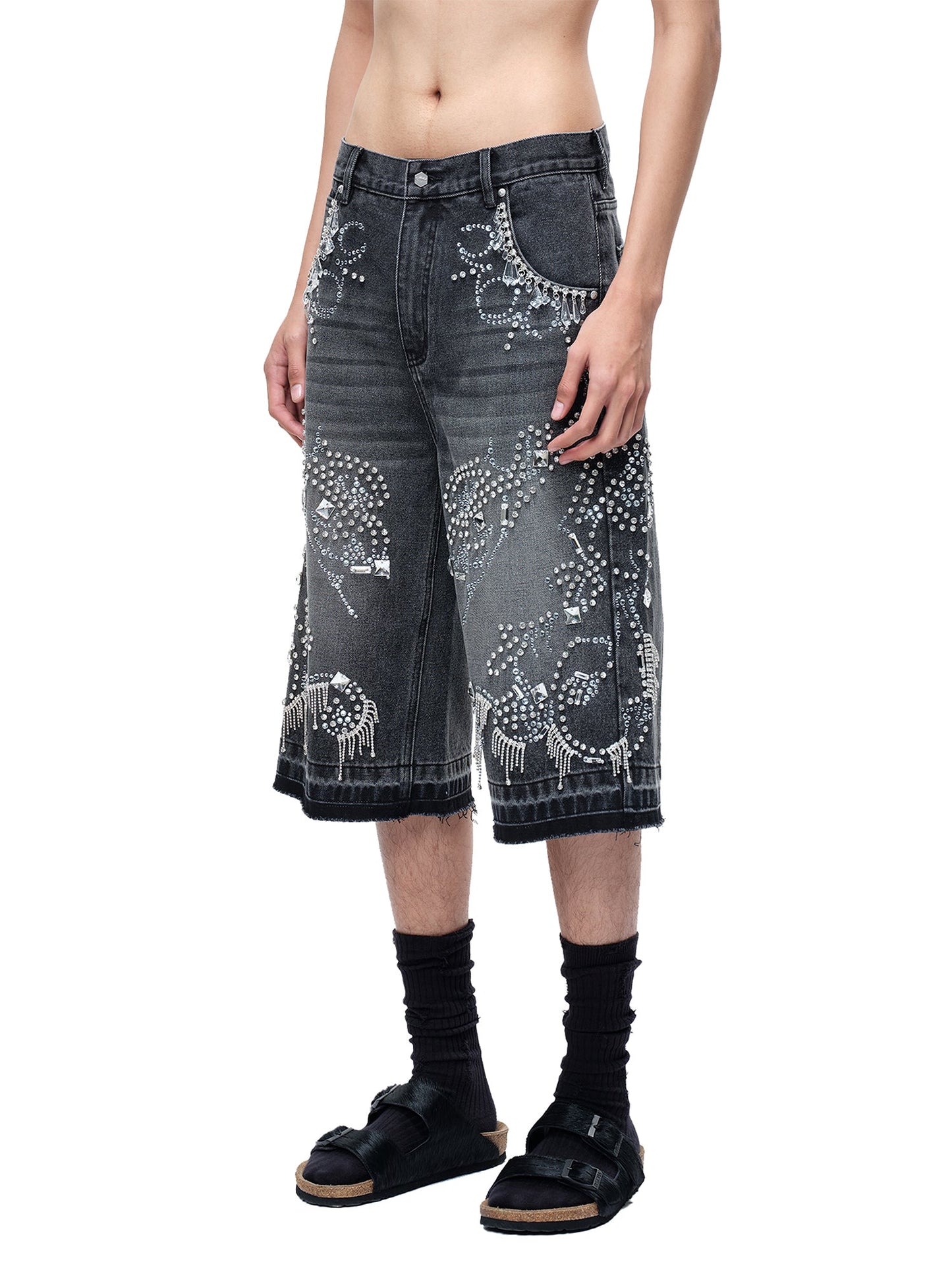 LUMINOUS DAWN RHINESTONE CROPPED JEANS