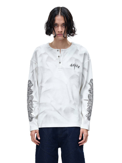 LUMINOUS DAWN WAFFLE-KNIT L-S TEE