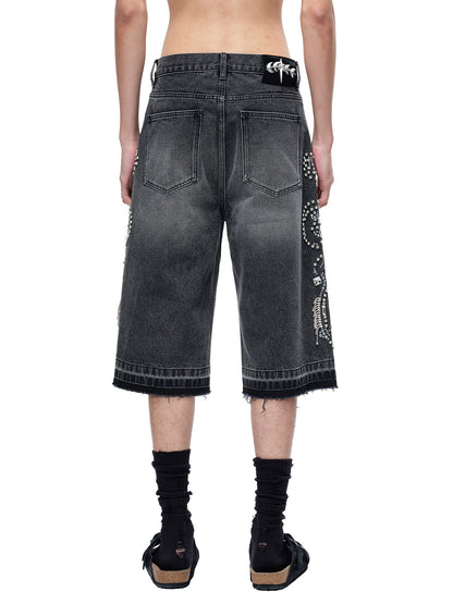 LUMINOUS DAWN RHINESTONE CROPPED JEANS