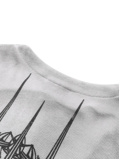 LUMINOUS DAWN WAFFLE-KNIT L-S TEE