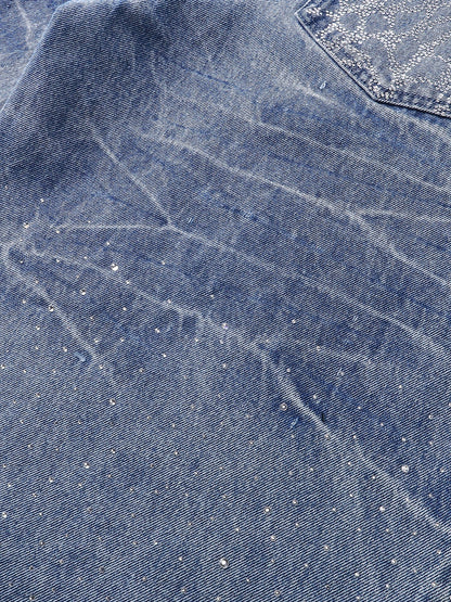 LUMINOUS DAWN RHINESTONE COBWEB  CROPPED JEANS