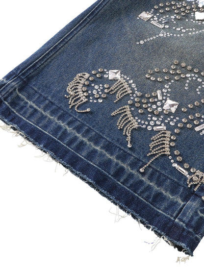 LUMINOUS DAWN RHINESTONE CROPPED JEANS