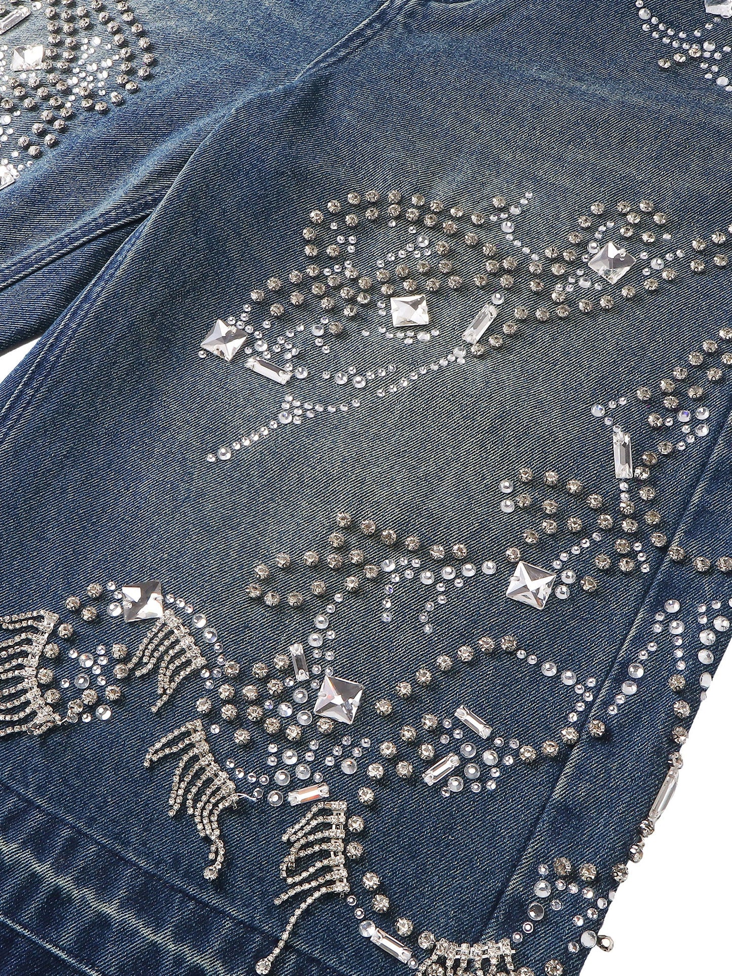 LUMINOUS DAWN RHINESTONE CROPPED JEANS