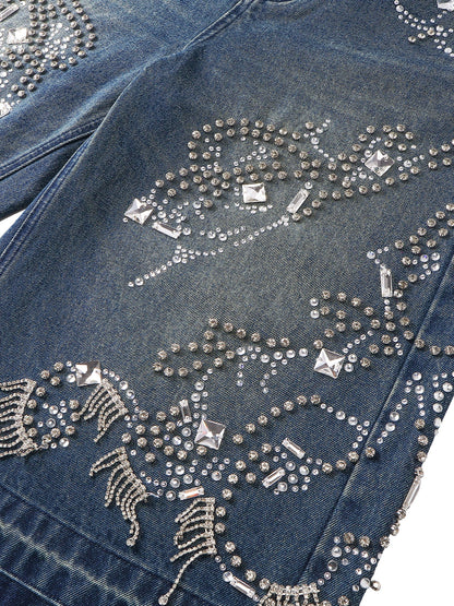 LUMINOUS DAWN RHINESTONE CROPPED JEANS