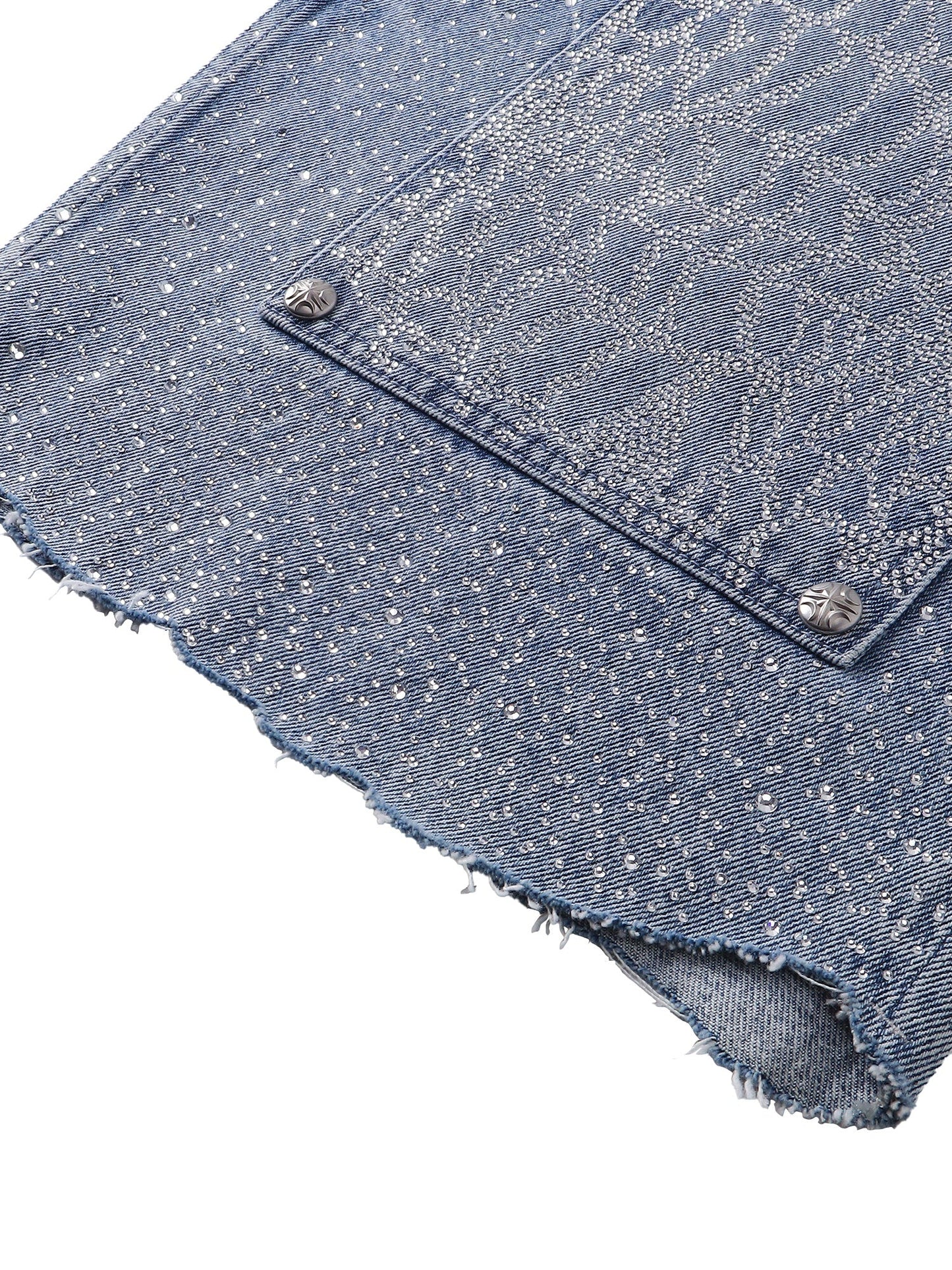 LUMINOUS DAWN RHINESTONE COBWEB  CROPPED JEANS