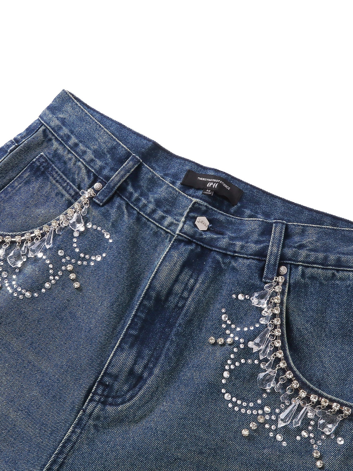 LUMINOUS DAWN RHINESTONE CROPPED JEANS
