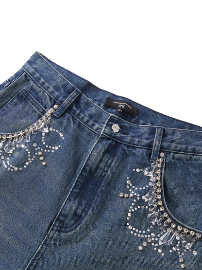 LUMINOUS DAWN RHINESTONE CROPPED JEANS