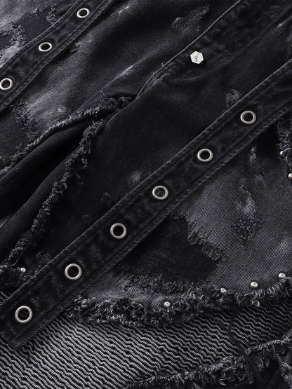 LUMINOUS DAWN RIVET RIBBON BAGGY JEANS