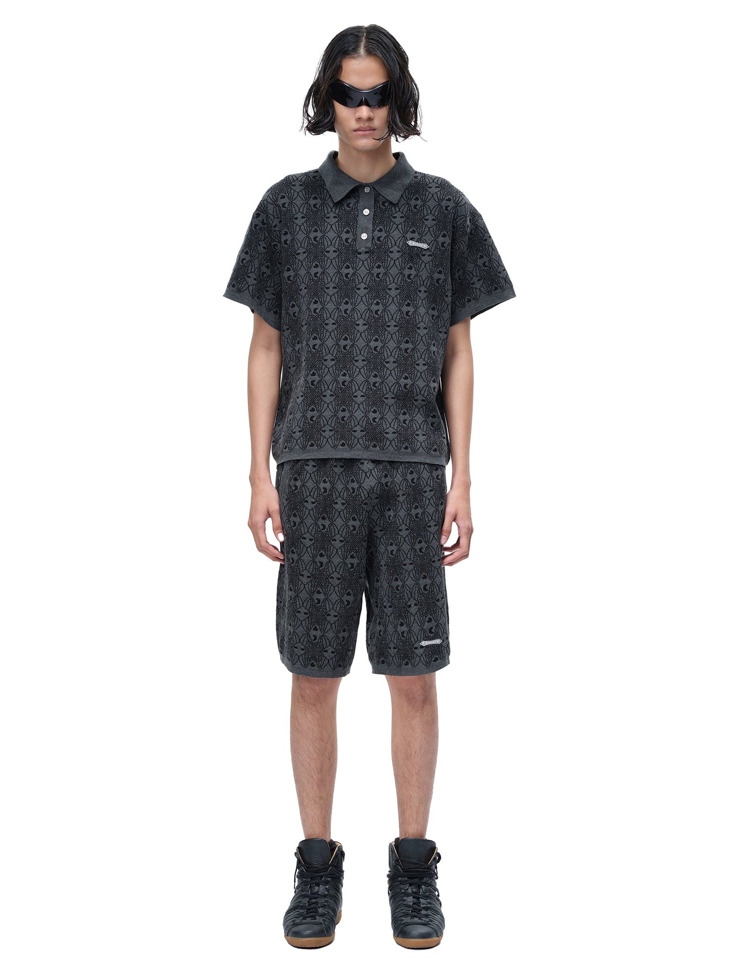 LUMINOUS DAWN BAT PATTERN POLO TEE