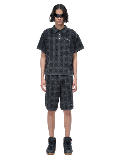 LUMINOUS DAWN BAT PATTERN POLO TEE