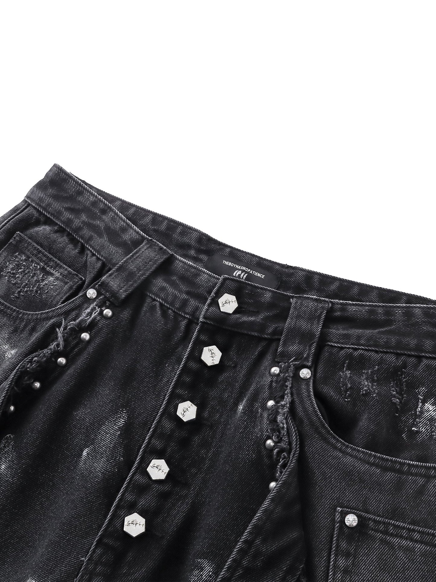 LUMINOUS DAWN RIVET RIBBON BAGGY JEANS