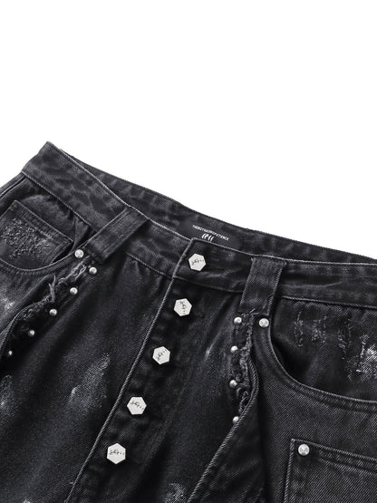 LUMINOUS DAWN RIVET RIBBON BAGGY JEANS