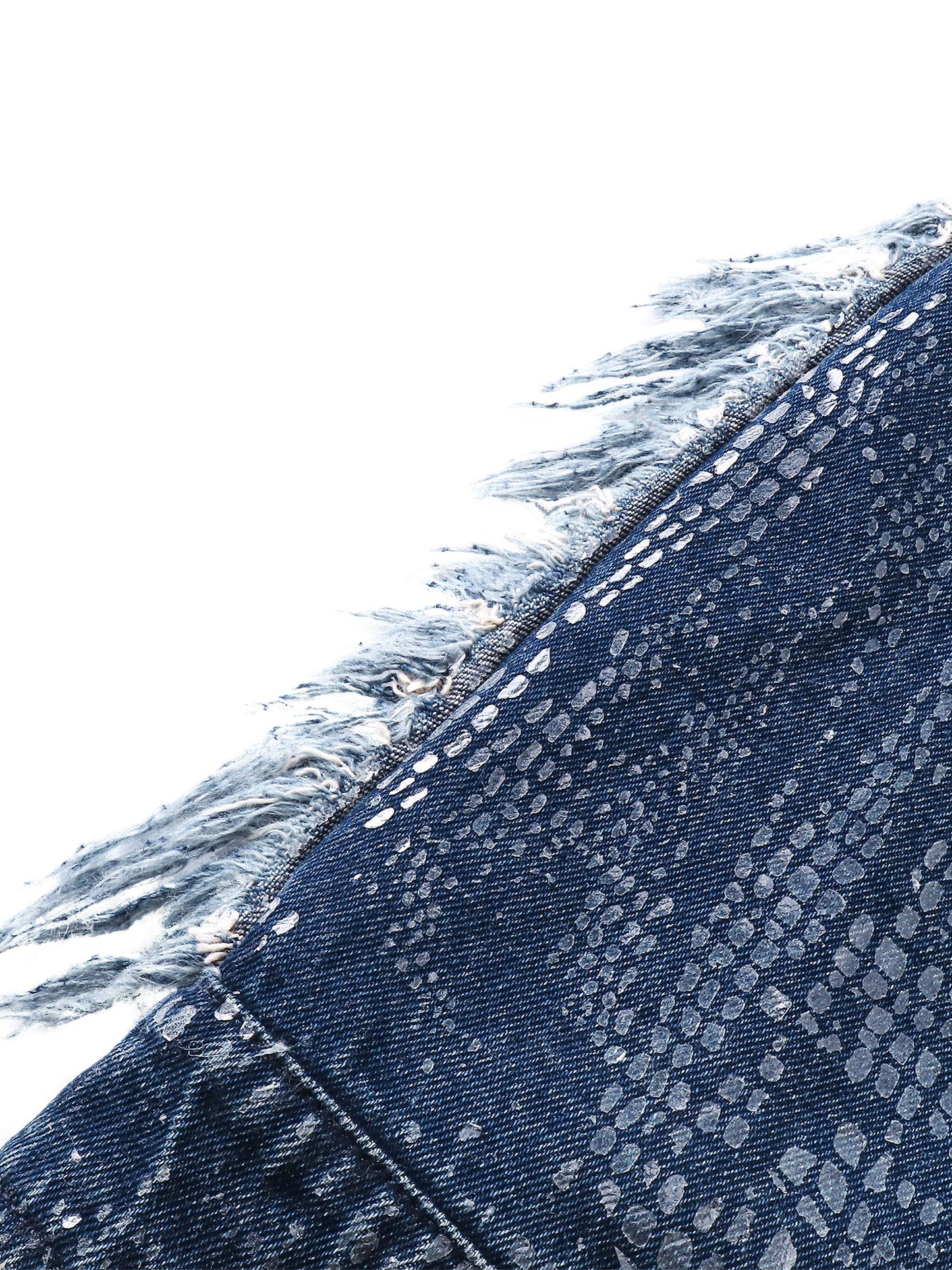 LUMINOUS DAWN FRINGED DENIM HOODEDVEST