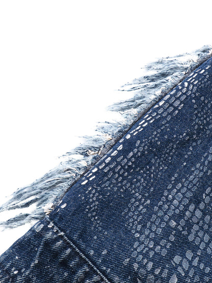 LUMINOUS DAWN FRINGED DENIM HOODEDVEST