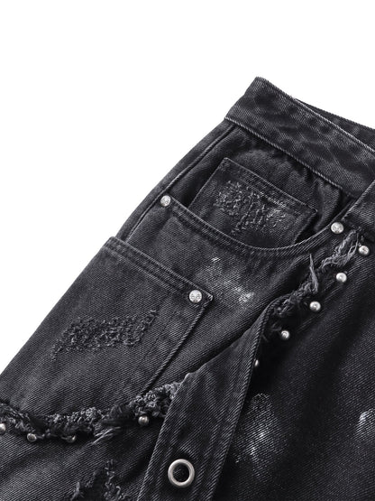 LUMINOUS DAWN RIVET RIBBON BAGGY JEANS