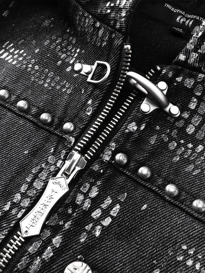 LUMINOUS DAWN FRINGED DENIM HOODEDVEST