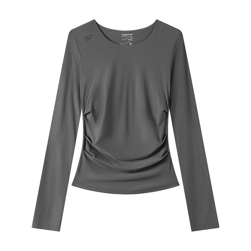 SIDE PINCHED DRAPED LONG SLEEVE TEE