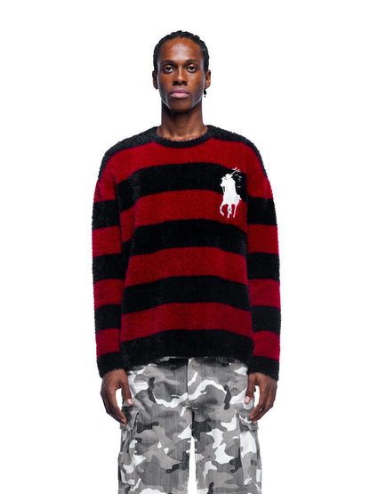 PRINCE OF DARKNESS FAUX FUR STRIPED SWEATER
