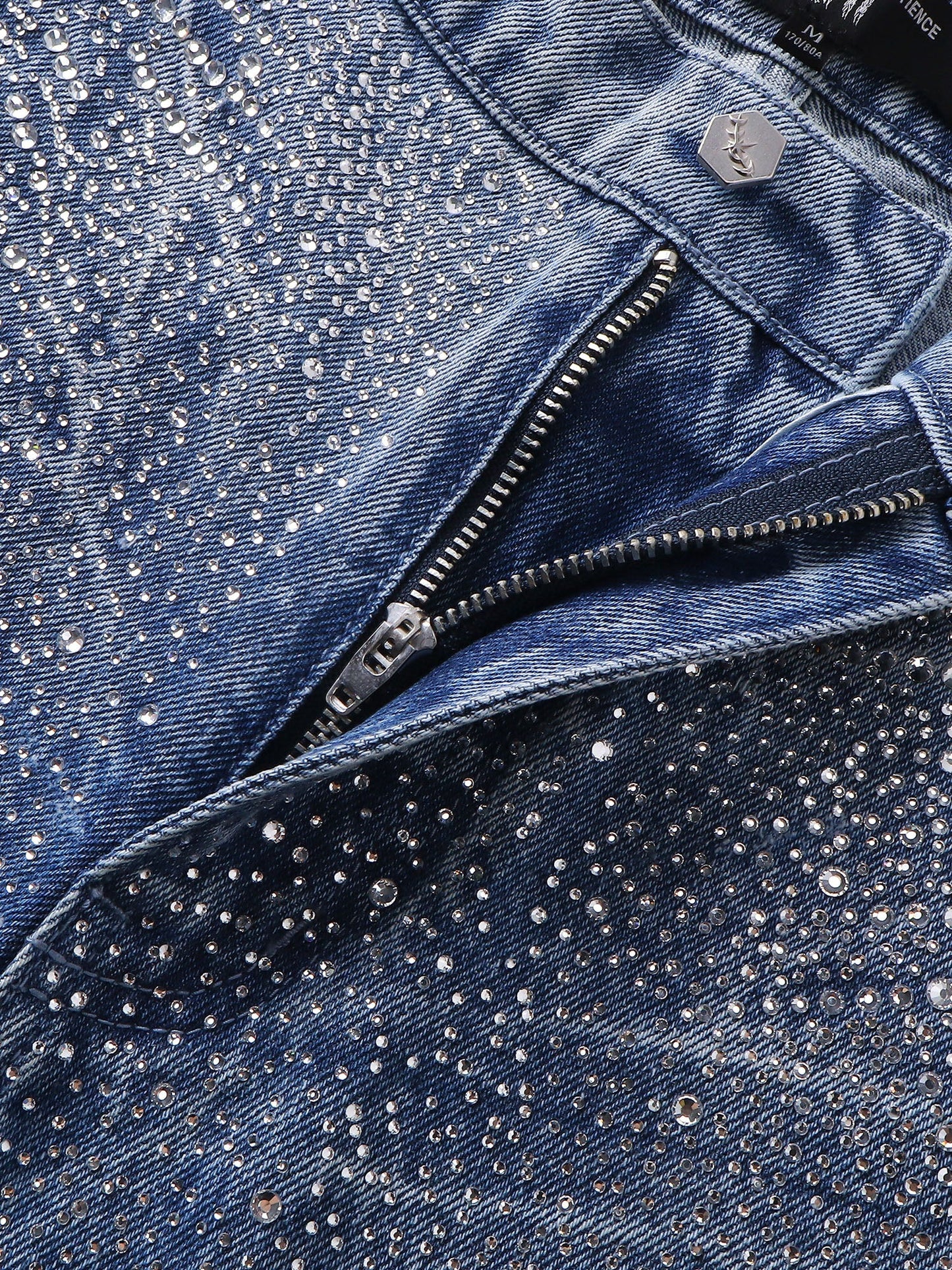 LUMINOUS DAWN RHINESTONE COBWEB  CROPPED JEANS