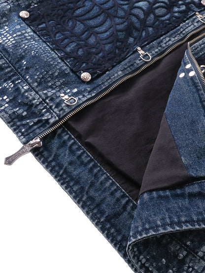 LUMINOUS DAWN FRINGED DENIM HOODEDVEST