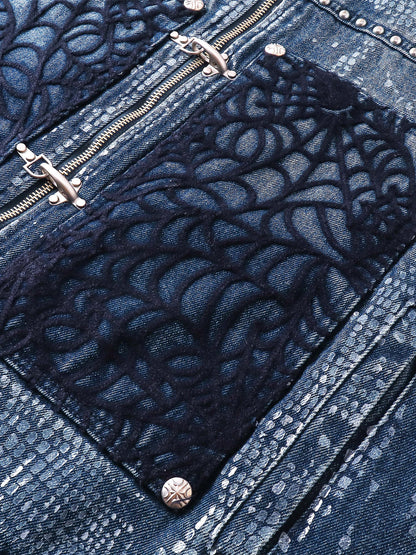 LUMINOUS DAWN FRINGED DENIM HOODEDVEST