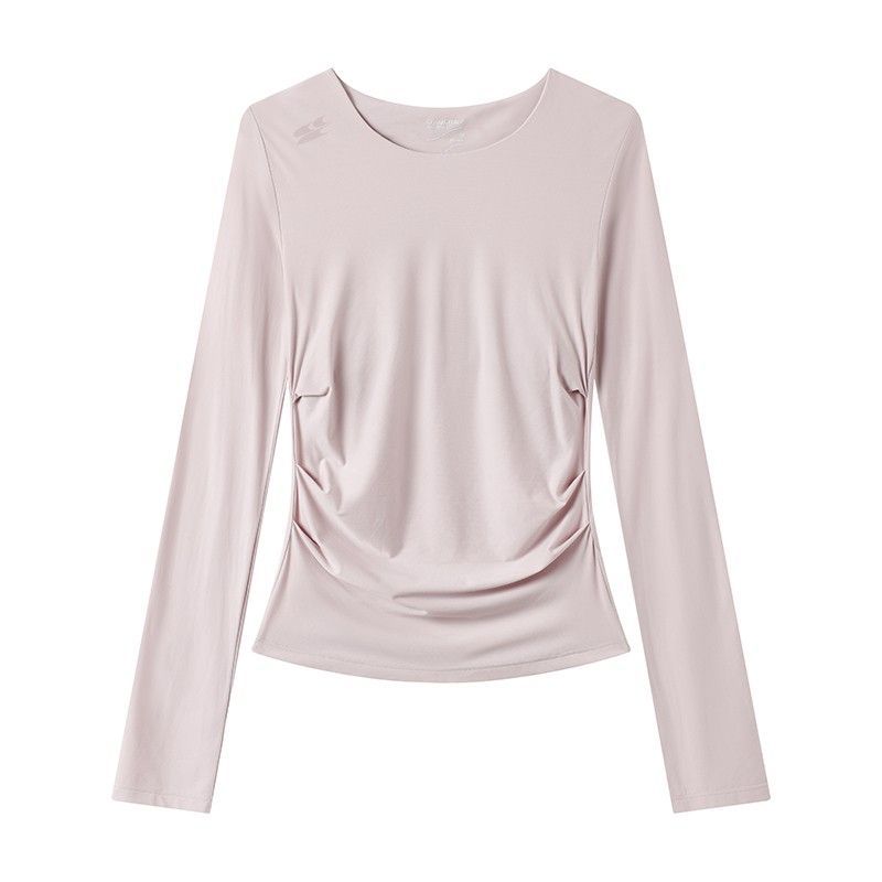 SIDE PINCHED DRAPED LONG SLEEVE TEE
