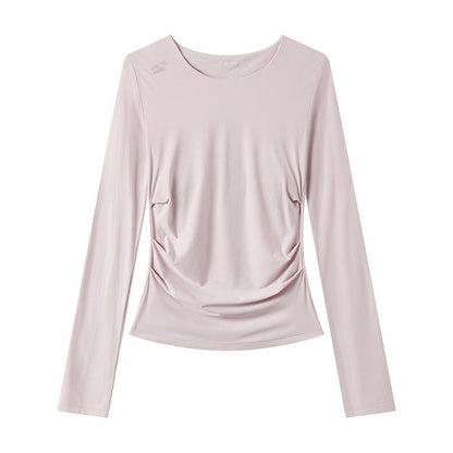 SIDE PINCHED DRAPED LONG SLEEVE TEE