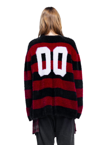 PRINCE OF DARKNESS FAUX FUR STRIPED SWEATER