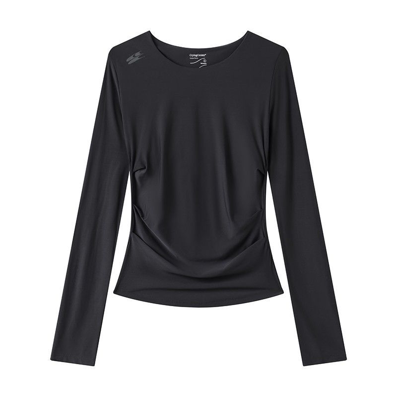 SIDE PINCHED DRAPED LONG SLEEVE TEE