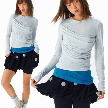 DRAPED LONG SLEEVE TEE