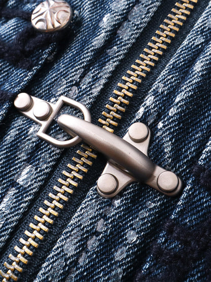 LUMINOUS DAWN FRINGED DENIM HOODEDVEST