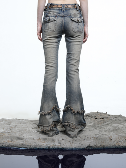 FLARED DISTRESSED JEANS