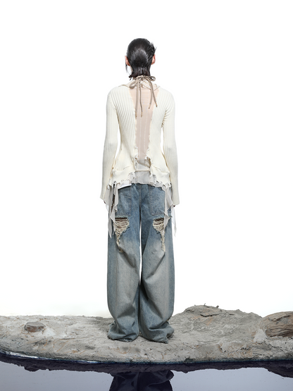 BAGGY FADE WASH RIPPED JEANS