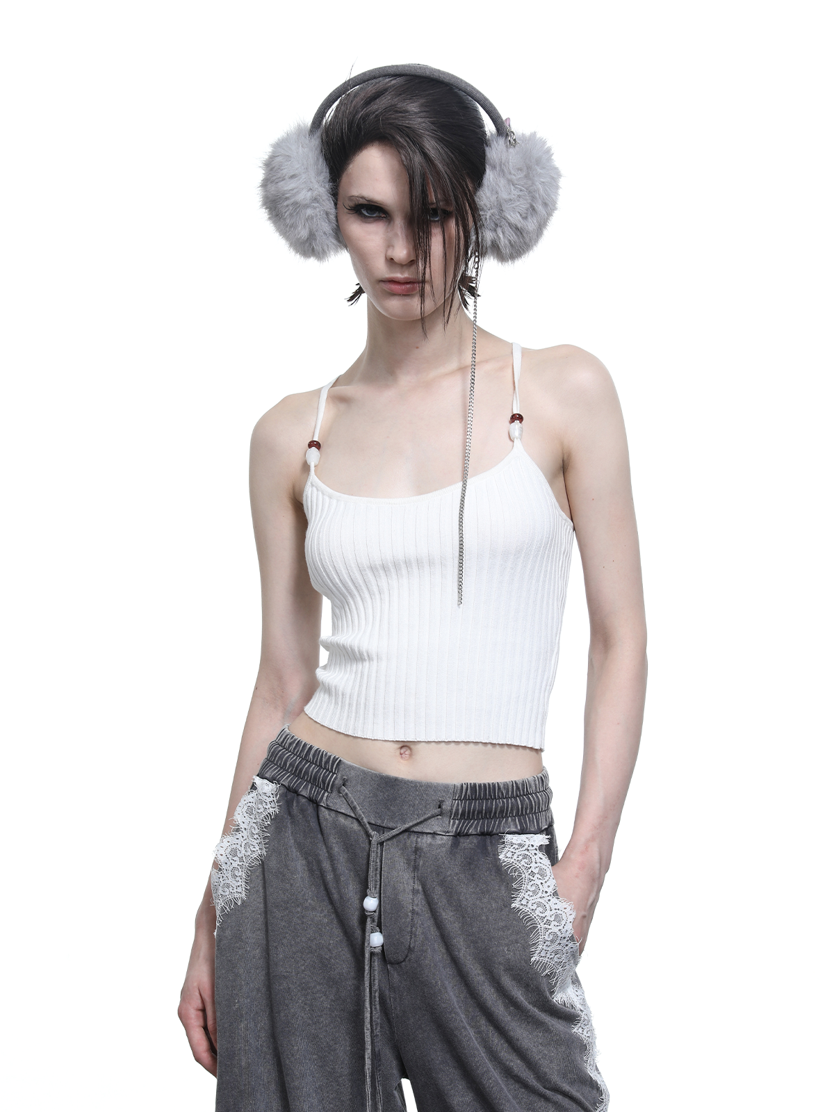 RIBBON KNIT TOP+SHORTS SET