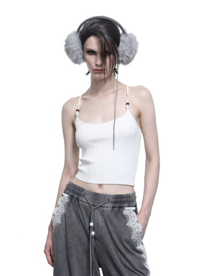 RIBBON KNIT TOP+SHORTS SET