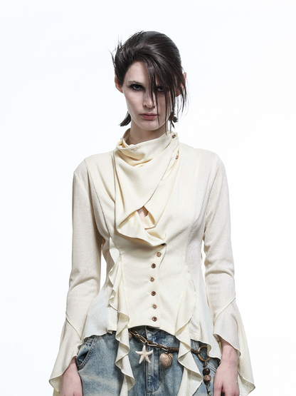FLARED BLOUSE WITH RUFFLES