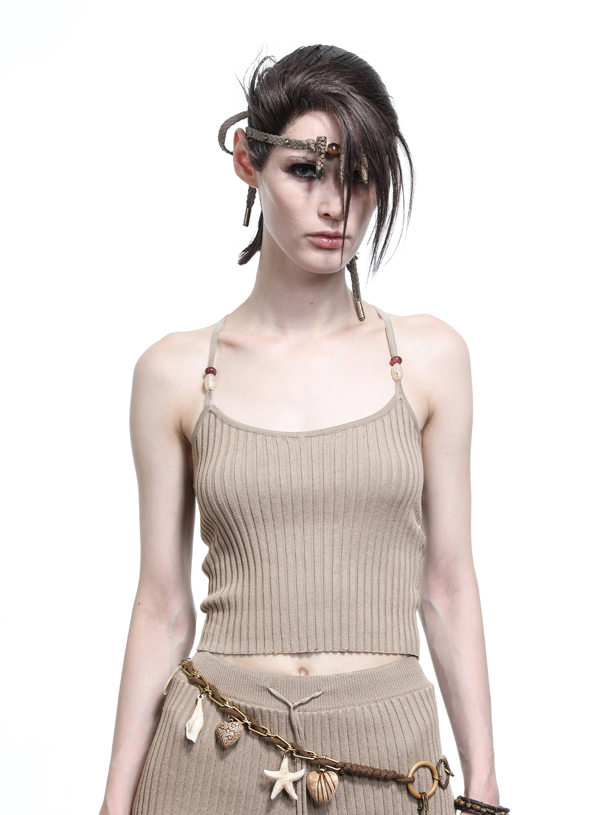 RIBBON KNIT TOP+SHORTS SET