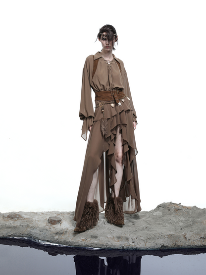 FAKE 2 PIECE RUFFLED DRESS