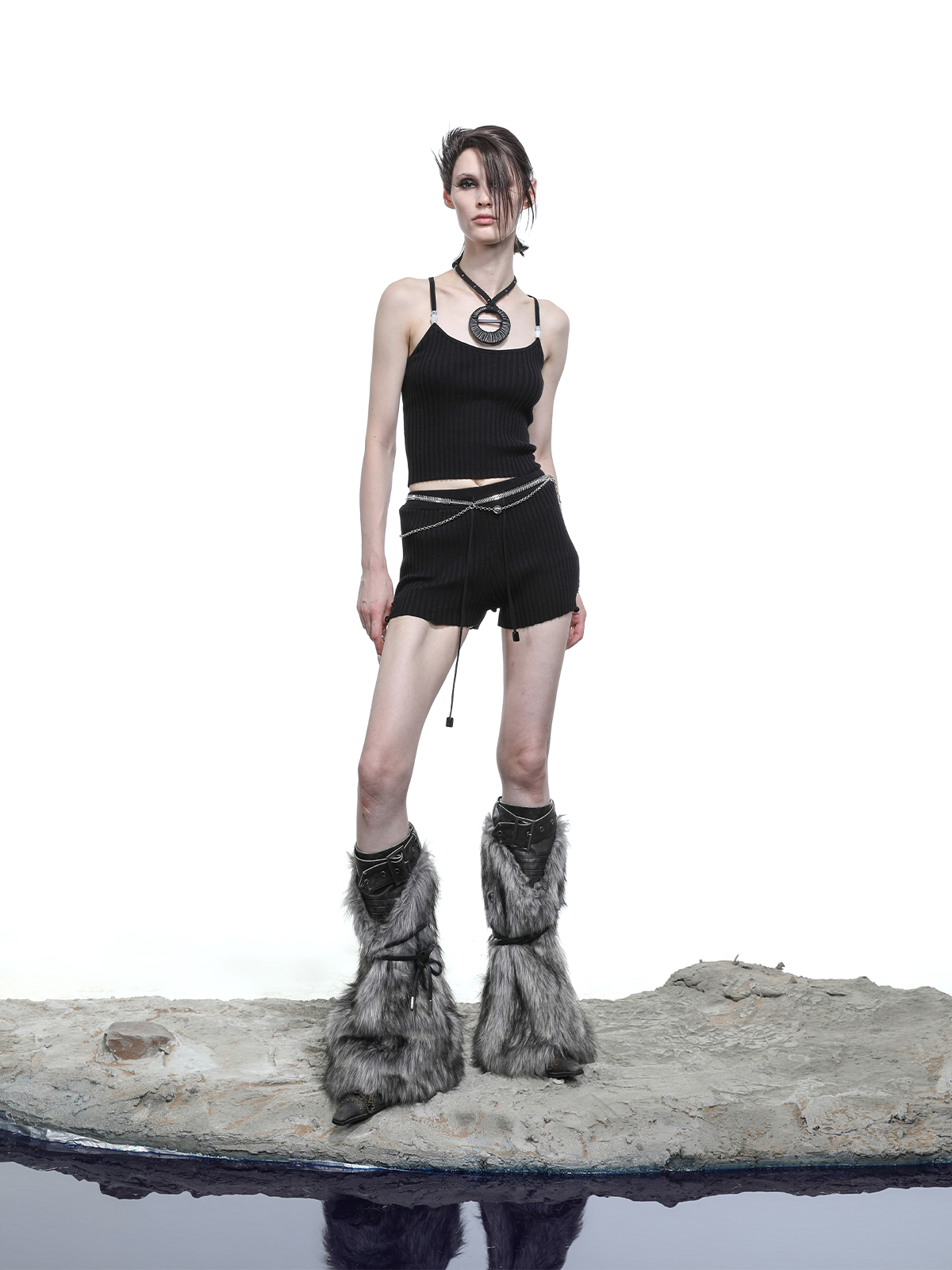 RIBBON KNIT TOP+SHORTS SET