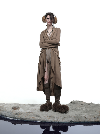 LONG SHIRT TOP WITH RUFFLED END