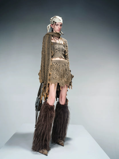 DISTRESS WASH KNIT SET