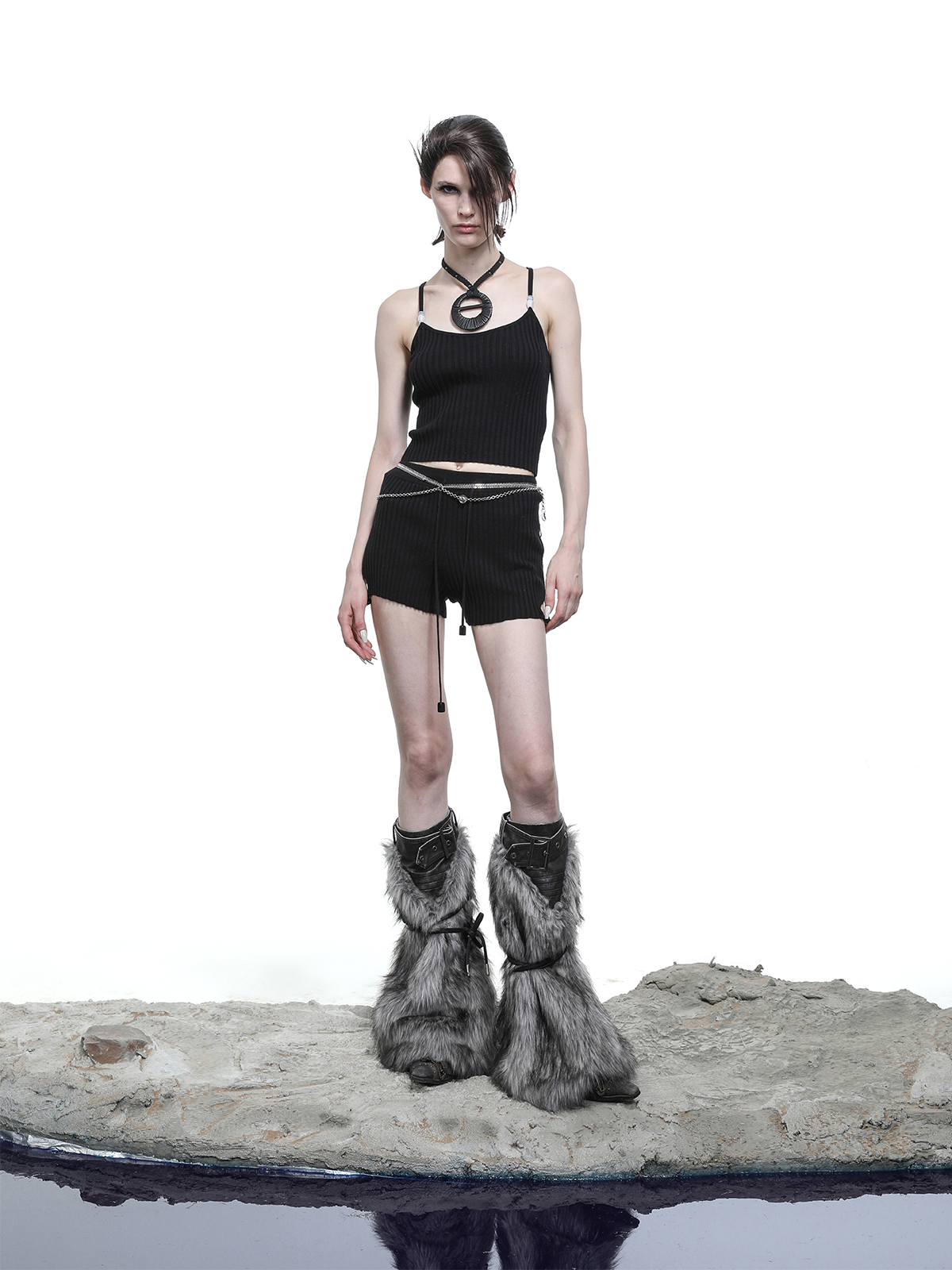 RIBBON KNIT TOP+SHORTS SET