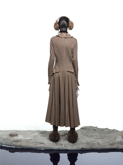 LONG SHIRT TOP WITH RUFFLED END